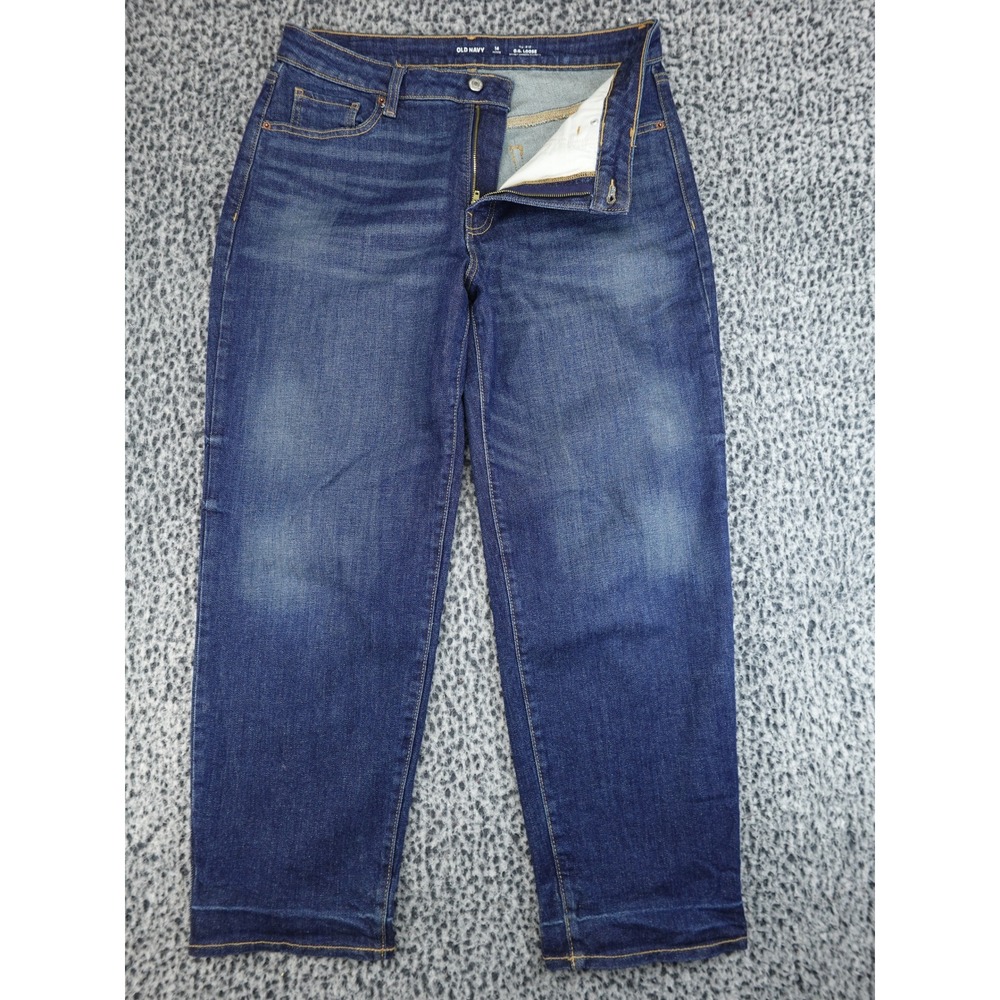 Old Navy O.G. Loose Jeans Womens 14 Petite‎ Blue Excellent High Rise Straight